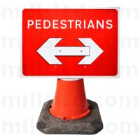 Mills Pedestrians Keep Left / Right Reversible Cone Sign - 650mm x 450mm 