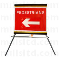 Pedestrians Reversible Arrow Collapsible Road Sign - 600 x 450mm