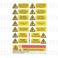 Solar PV Array Self Adhesive Vinyl Label Set - Pack of 5 Sheets