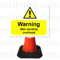 Mills Warning Men Working Overhead Cone Sign - 650mm x 450mm