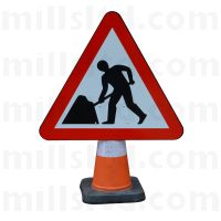 Mills Men at Work Roadworks Cone Sign 750mm 