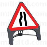 Road Narrows Left Polypropylene Q Sign 750mm