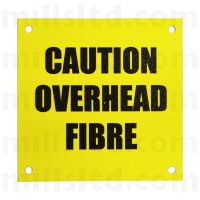 Caution Overhead Fibre Labels Pack of 10