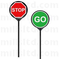 Reversible Stop Go Circular Handheld Road Sign 600mm 