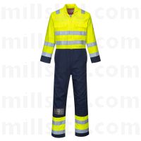 Bizflame Pro Flame Resistant Anti Static Yellow/Navy Hi Vis Coverall - XXXL L33