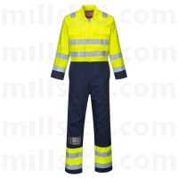 Bizflame Pro Flame Resistant Anti Static Yellow/Navy Hi Vis Coverall - XXXL L31