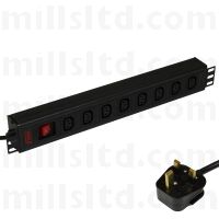 Fusion Horizontal IEC PDU,  8 Way 13 Amp UK Plug