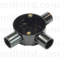 Round PVC Conduit Black 25mm 3-Way Tee Box 3MRB5BK