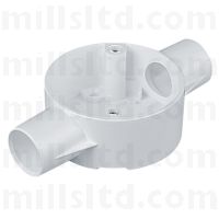 Round PVC Conduit White 25mm Through Box 3MRB3WH