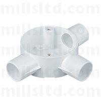 Round PVC Conduit White 20mm 3 Way Tee Box 2MRB5WH