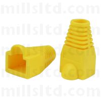 Yellow Cat6 RJ45 Cable Relief Boot Pk 100